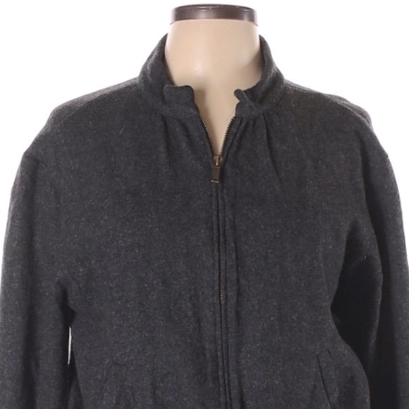 Banana Republic size L dark gray wool blend zip up front long sleeve jacket coat - Picture 3 of 13